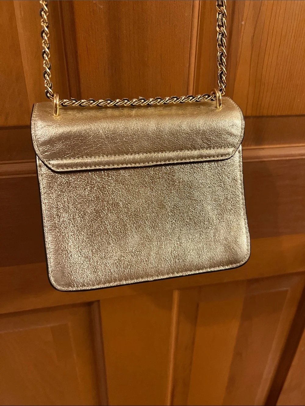 Tory Burch Gold Leather Chain Strap Crossbody